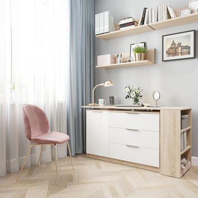 Письменный стол поворотный ДОМУС СТР06 140х50 см дуб сонома/белый купить в Минске