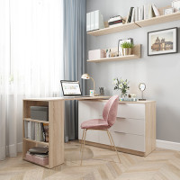 Письменный стол поворотный ДОМУС СТР06 140х60 см дуб сонома/белый купить в Минске