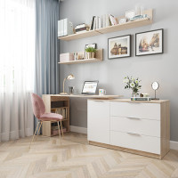 Письменный стол поворотный ДОМУС СТР06 140х60 см дуб сонома/белый купить в Минске