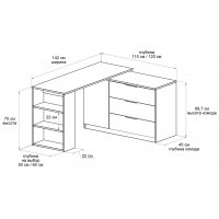 Письменный стол поворотный ДОМУС СТР06 140х60 см дуб сонома/белый купить в Минске