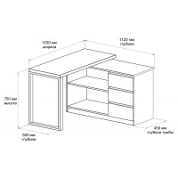 Письменный стол поворотный ДОМУС СТР04-Лофт 120х50 см белый/белый купить в Минске