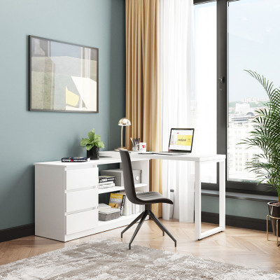 Письменный стол поворотный ДОМУС СТР04-Лофт 120х50 см белый/белый