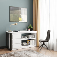 Письменный стол поворотный ДОМУС СТР04-Лофт 120х50 см белый/черный купить в Минске