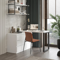 Письменный стол поворотный ДОМУС СТР07-Лофт 120х60 см белый/черный