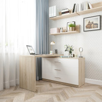 Письменный стол поворотный ДОМУС СТР07 120х60 см дуб сонома/белый купить в Минске