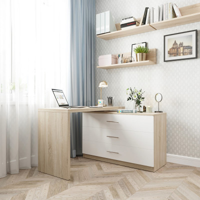 Письменный стол поворотный ДОМУС СТР07 120х50 см дуб сонома/белый купить в Минске