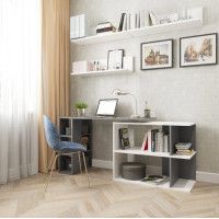 Угловой поворотный стол ДОМУС СТР08 120x50 см белый/серый правый купить в Минске