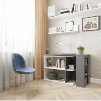 Угловой поворотный стол ДОМУС СТР08 120x50 см белый/серый правый купить в Минске