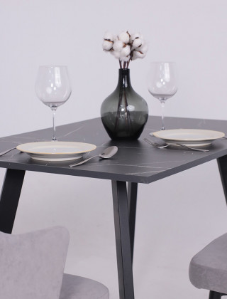 Стол SOLO (Соло) 1020*670*740 мрамор неро маркина/черный купить в Минске