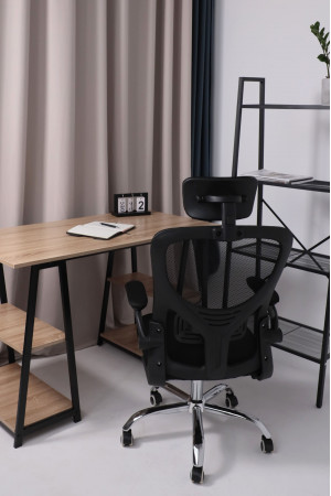 Живые фото Кресло AksHome MILAN (Милан) CHROME ткань/сетка черный