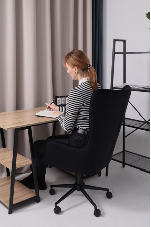 Живые фото Кресло BELLA (Белла) XL black Seven 035 велюр/черный