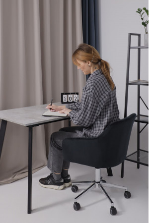 Живые фото Стул AksHome SARK (Сарк) черный велюр HCJ-50/хром
