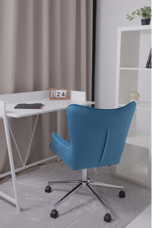 Живые фото Кресло AksHome BELLA chrome Seven 115 велюр/темно-голубой