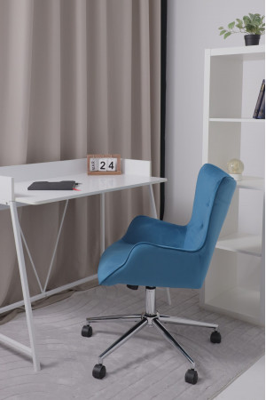 Живые фото Кресло AksHome BELLA chrome Seven 115 велюр/темно-голубой