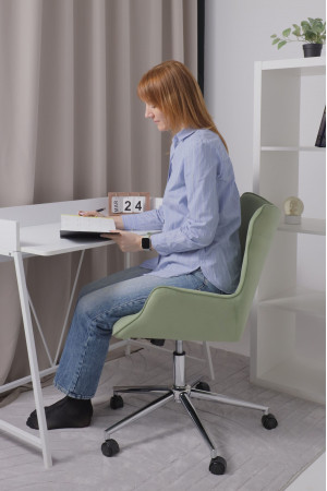 Живые фото Кресло AksHome BELLA chrome Velluto 30 велюр/оливковый
