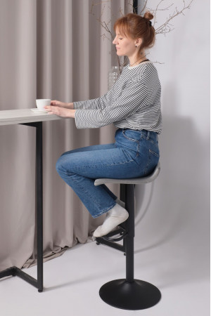 Живые фото Стул барный AksHome SLIM (Слим) серый велюр 8167-54/черный