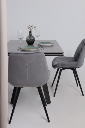Живые фото Стол раздвижной AV 2122 МДФ+керамика 1400 (2000)*850 серый, матовый LARKA GREY/черный