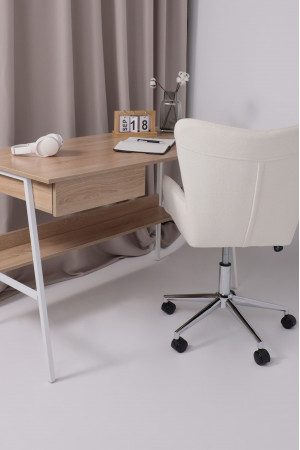 Живые фото Кресло AksHome BELLA chrome Buble White 15 букле/белый