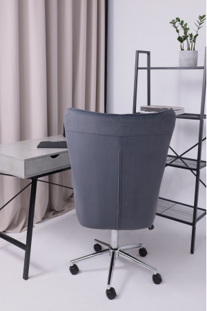 Живые фото Кресло BELLA (Белла) XL Chrome Kiton 713 Graphite велюр/графит