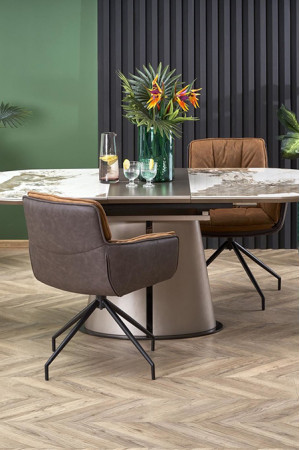 Живые фото Стул поворотный Halmar K523 коричневый/темно-коричневый