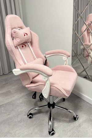 Живые фото Вибромассажное кресло Calviano Nero pink plush ткань розовый
