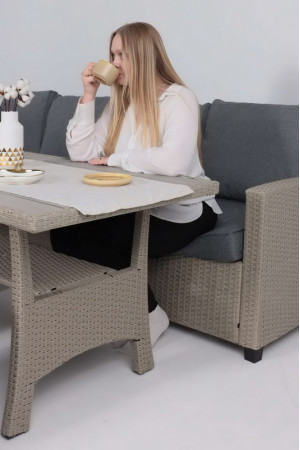 Живые фото Комплект садовой мебели Akshome ZESTY (диван 2 шт., стол 1 шт., пуф 2 шт.) серый