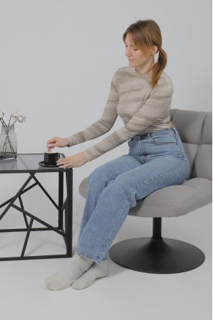Живые фото Кресло поворотное AksHome GRANDE (Гранде) серая ткань Linen Fabric-11/черный