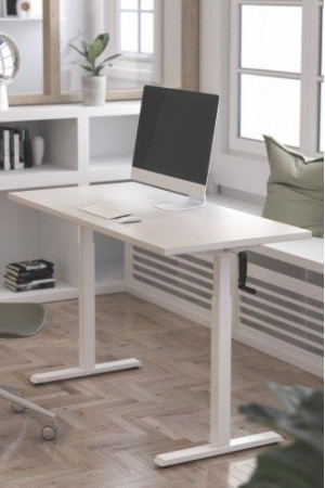 Живые фото Стол с регулируемой высотой Manual Desk White 136*80*3,6 см