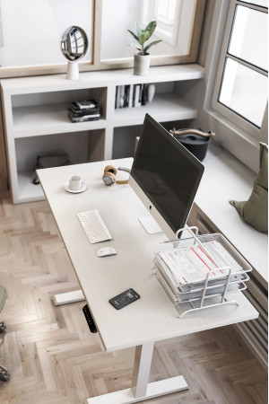 Живые фото Стол с регулируемой высотой Electric Desk Compact White 138*80*1,8