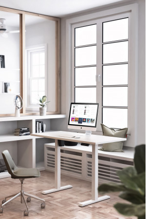 Живые фото Стол с регулируемой высотой Electric Desk Compact White 138*80*1,8