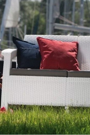 Живые фото Скамья двухместная CORFU II LOVE SEAT белый