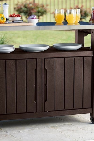 Живые фото Стол для гриля Unity xl Storage Buffet 183l коричневый