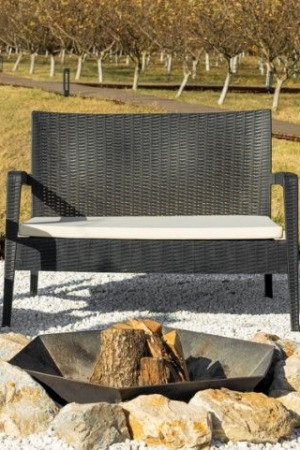 Живые фото Диван садовый RATTAN OlaDom серый