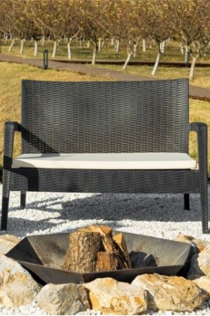 Живые фото Диван садовый RATTAN OlaDom антрацит
