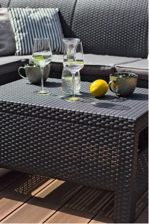 Живые фото Столик журнальный Corfu Table графит