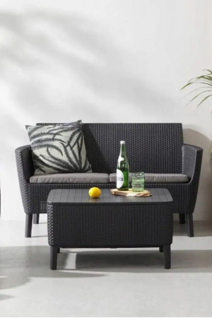 Живые фото Набор садовой мебели Salemo 2-sofa set графит
