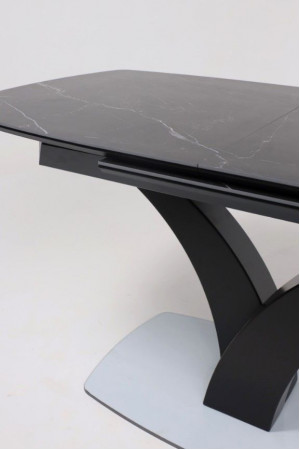 Живые фото Стол НОТР ДАМ MODERNE 1400(1800)*850 камень черный Greys Black /черный матовый