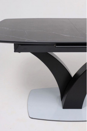 Живые фото Стол НОТР ДАМ MODERNE 1400(1800)*850 камень черный Greys Black /черный матовый