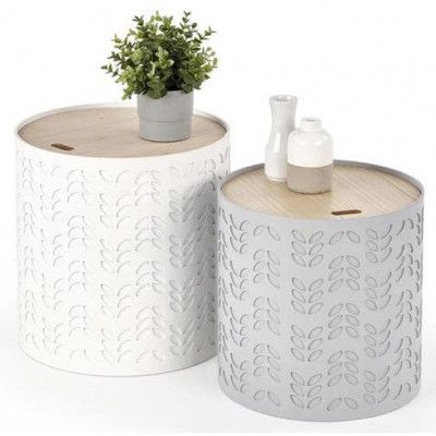 Комплект HALMAR ALBA (2 стола журнальных) белый матовый и серый матовый купить в Минске