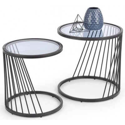 Комплект HALMAR ANTILLA (2 стола журнальных) дымчатый/черный купить в Минске