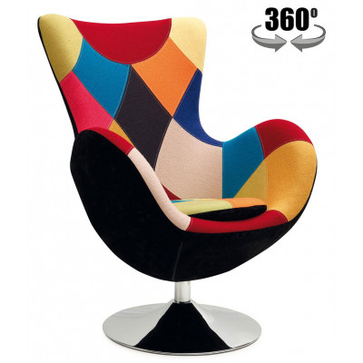 Кресло Halmar BUTTERFLY (Баттерфляй) PATCHWORK разноцветный/хром купить в Минске