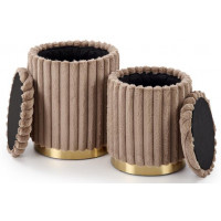 Комплект HALMAR FIDO (2 пуфа) капучино/золотой купить в Минске Комплект HALMAR FIDO (2 пуфа) капучино/золотой купить в Минске