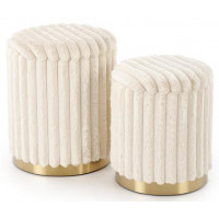 Комплект HALMAR FIDO (2 пуфа) кремовый/золотой