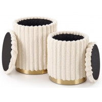 Комплект HALMAR FIDO (2 пуфа) кремовый/золотой купить в Минске Комплект HALMAR FIDO (2 пуфа) кремовый/золотой купить в Минске