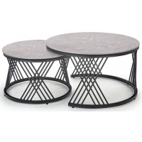 Комплект HALMAR FLAMINGO (2 стола журнальных) серый мрамор/черный