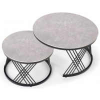 Комплект HALMAR FLAMINGO (2 стола журнальных) серый мрамор/черный купить в Минске