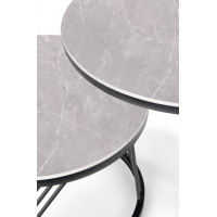 Комплект HALMAR FLAMINGO (2 стола журнальных) серый мрамор/черный купить в Минске