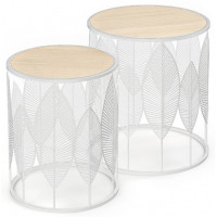 Комплект HALMAR FOLLA (2 стола журнальных) белый/натуральный купить в Минске Комплект HALMAR FOLLA (2 стола журнальных) белый/натуральный купить в Минске