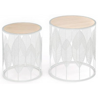 Комплект HALMAR FOLLA (2 стола журнальных) белый/натуральный купить в Минске Комплект HALMAR FOLLA (2 стола журнальных) белый/натуральный купить в Минске