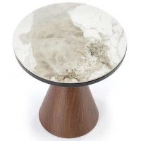 Стол журнальный HALMAR GENESIS S белый мрамор/ореховый/золотой купить в Минске